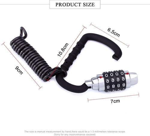 MEETLOCKS Motorcycle Helmet Cable Lock - 4-Digit Combination, Resettable Anti-Theft Design