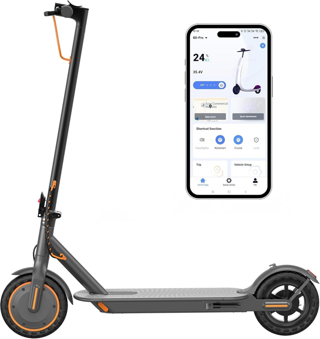 VOLPAM Electric Scooter - 350W Motor, 19 MPH Speed, 21 Miles Range, Portable Design with Smart App & Double Braking System