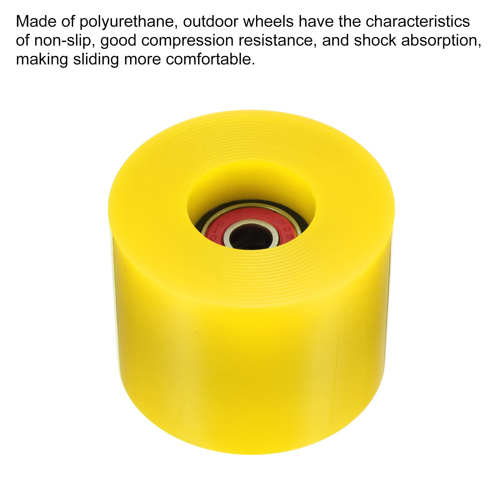 PATIKIL 60mm Longboard Wheels with Bearings ABEC-9, 4 Pack Street Wheels for Skateboards Cruiser Wheel Replacement 80A, Red Yellow