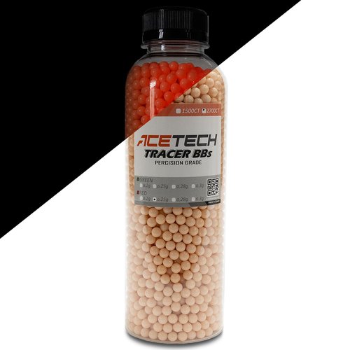 ACETECH Tracer BB 6mm Glow in the Dark Plastic with Multi-Polished for Airsoft Game Play (Red, 0.25g)