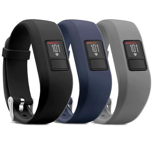 iBREK for Garmin Vivofit 3/jr/jr 2 Bands, Adjustable Replacement Wristbands with Watch Buckle for Kids Women Men(No Tracker)(3 Pack:Black&Navy&Gray, Regular Fit(6.0-9.0 in))