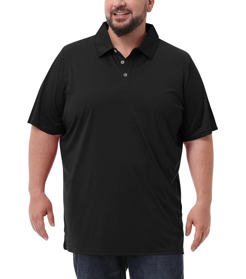 Men's Big & Tall Polo Shirt UPF 50+ Quick Dry Golf Shirt – Black, 6X-Large