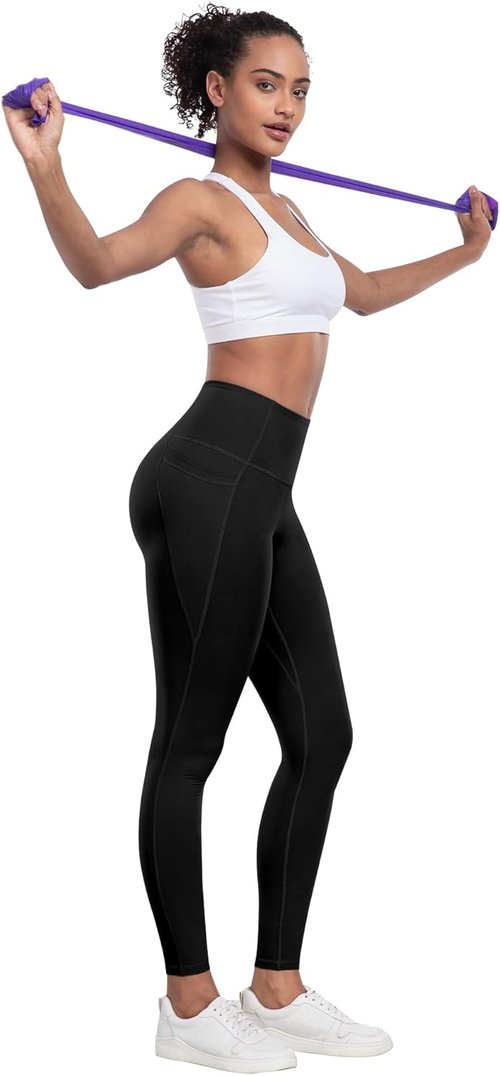 LZYVOO High-Waisted Leggings with Pockets - 6-Pack Soft Tummy Control Yoga Pants for Women