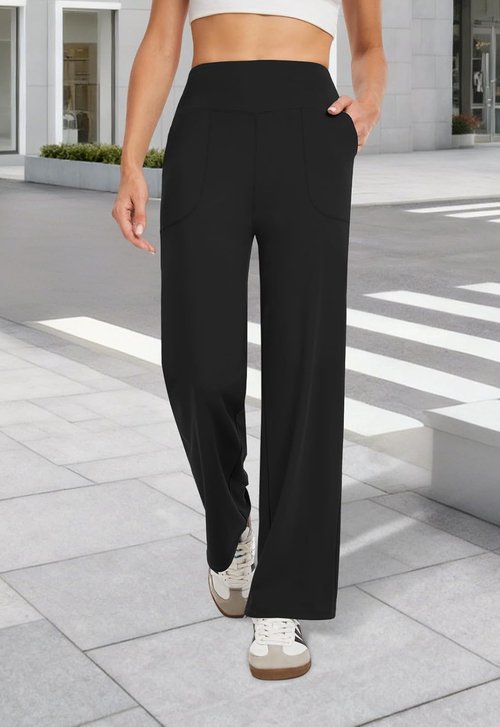 COPYLEAF High Waist Wide Leg Yoga Pants - Loose Stretch Design with Pockets for Casual Comfort