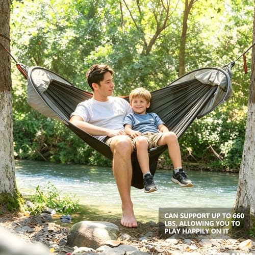 Large Camping Hammock with Mosquito Net and Rain Fly Tarp - Durable & Portable