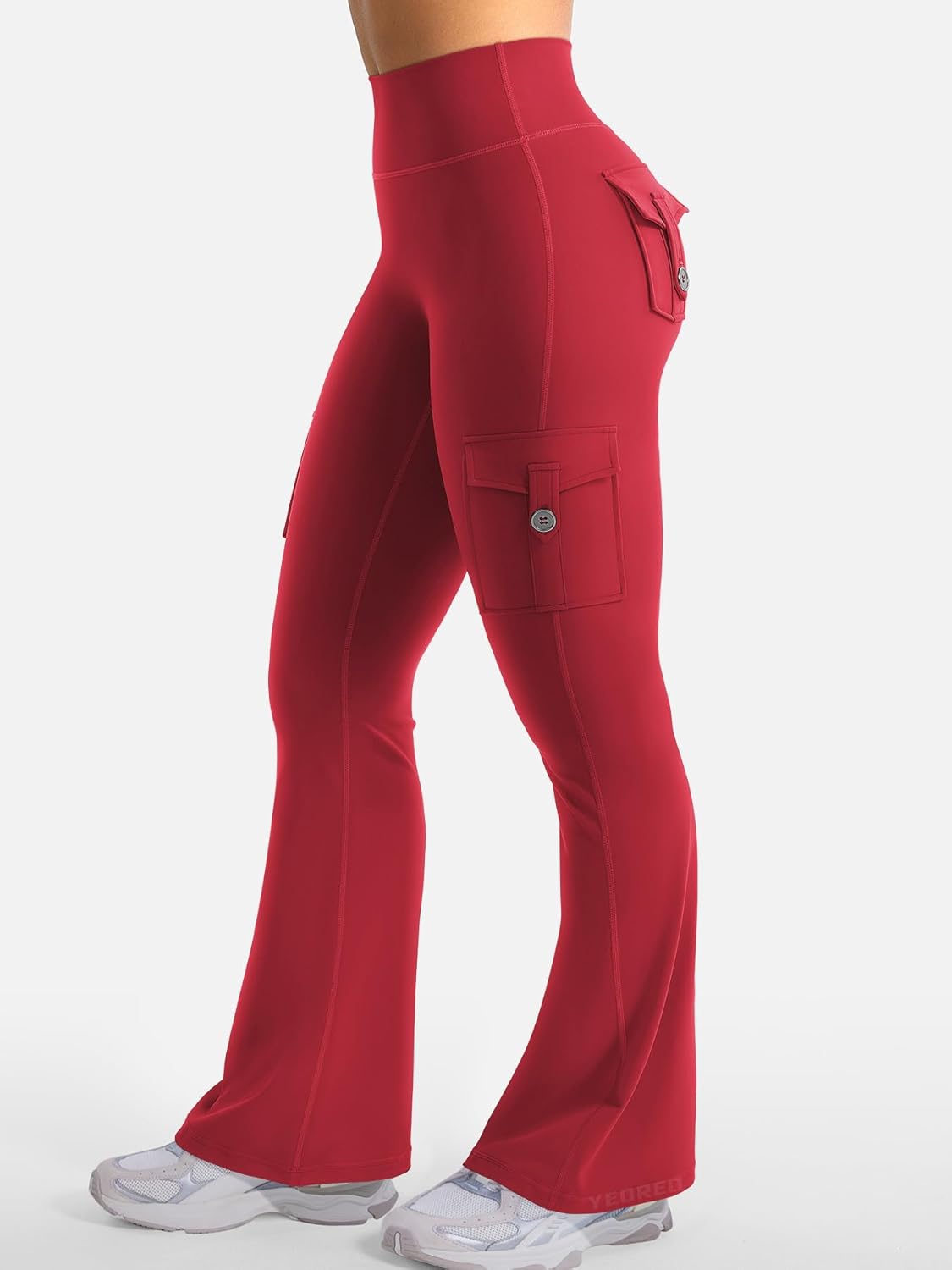 YEOREO CoreFlex Women's High-Waisted Flare Leggings - Hidden Pockets, No Front Seam, Comfortable Fit