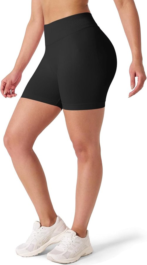 Kepblom High-Waisted Butt-Lifting Gym Shorts for Women - Seamless Spandex Yoga & Biker Shorts
