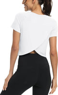 Mippo Workout Tops for Women - Cropped Split Back Athletic Gym Shirts | Loose Fit Design