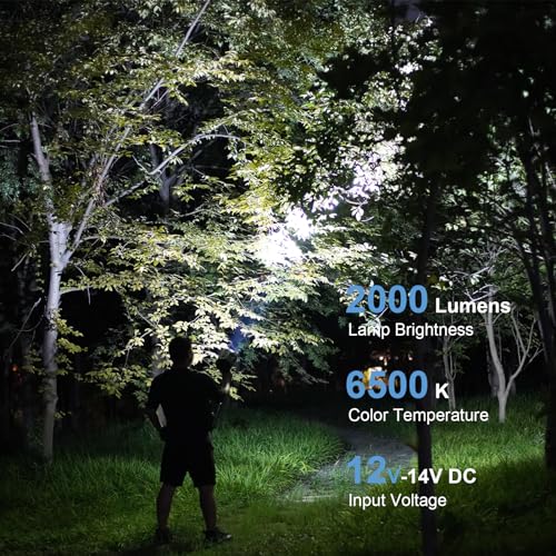 2000 Lumen HID Spotlight Floodlight with Adjustable Beam for Automotive Camping Fishing