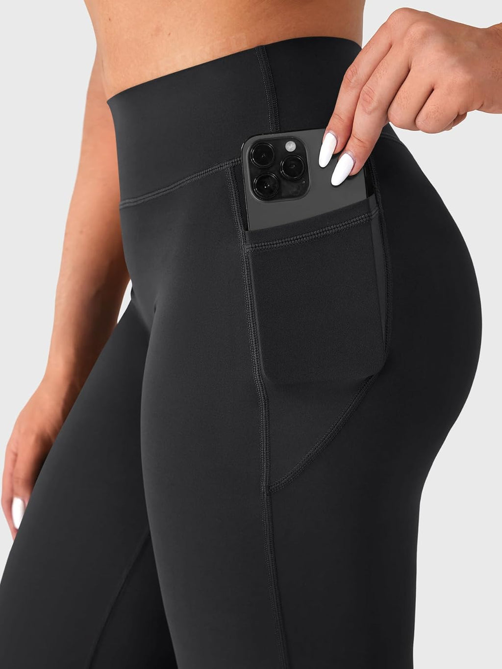 YEOREO High Waist Straight Leggings for Women - No Front Seam, Pockets, 29"/31.5" Sizes