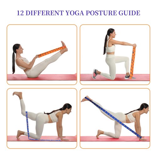 Elastic Yoga Stretching Strap with Loops, CEILIWEN Stretch Straps for Physical Therapy, Pilates Stretch Band, Elastic Exercise Bands, Leg Stretching Strap, Stretch Resistance Bands for Exercise