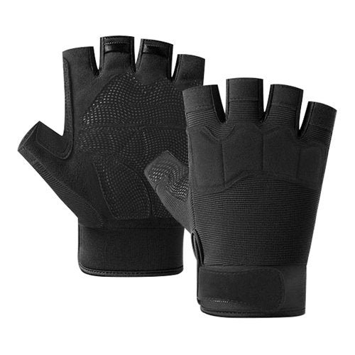 Towintec Fingerless Tactical Gloves, Padded Lightweight Breathable Half Finger Airsoft Glove for Climbing, Cycling, Rock, Paintball, Motorcycle, Tree, Sail, Outdoor Sports(Black,L)