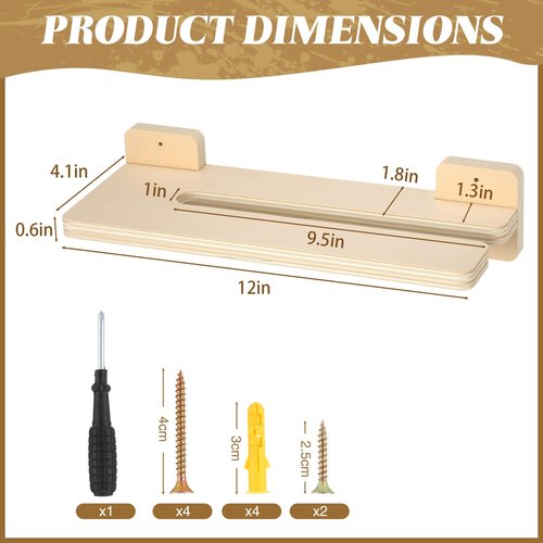 Halloscume 12 Inch Skateboard Wall Mount Holder Single Board Storage Skateboard Wall Display Hanger Holder with Screws Long Board Storage Deck Display for Home Garage(for 1 Boards)