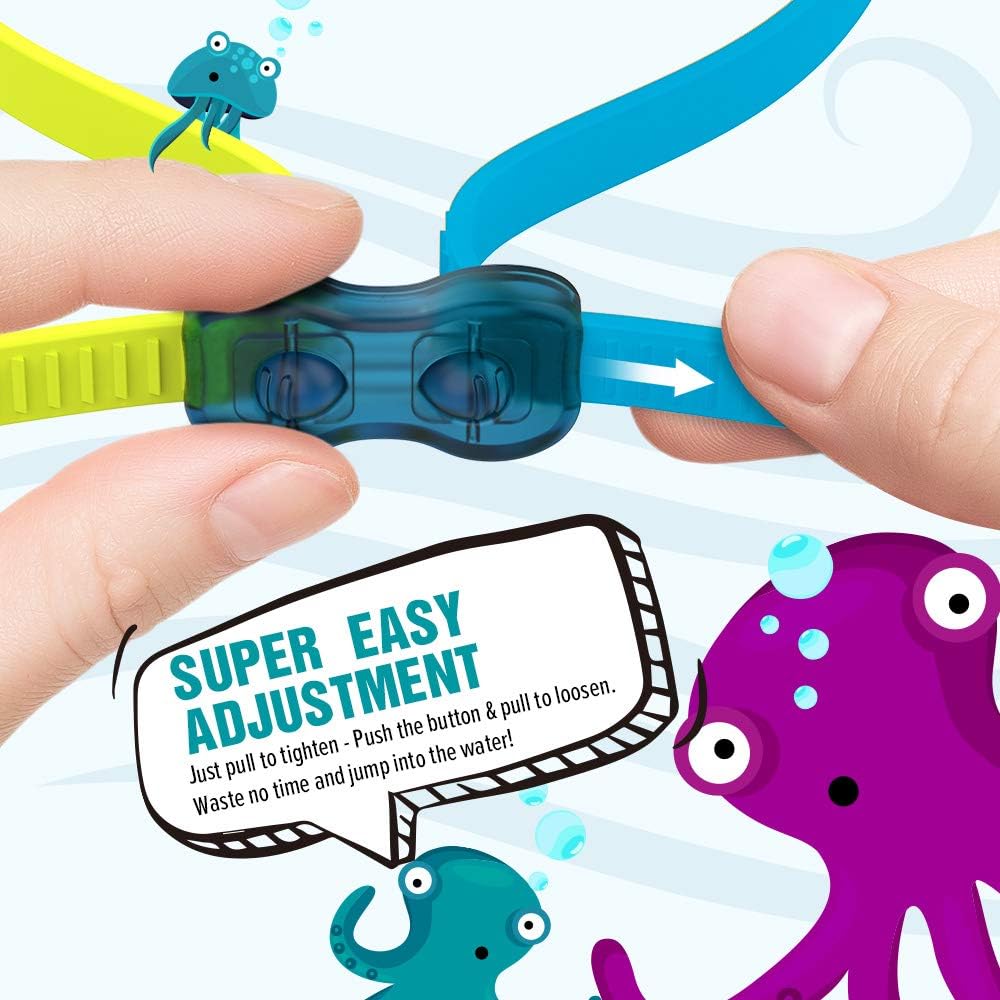 OutdoorMaster Kids Swim Goggles - Quick Adjustable Strap, Comfortable Fit | 2-Pack Set