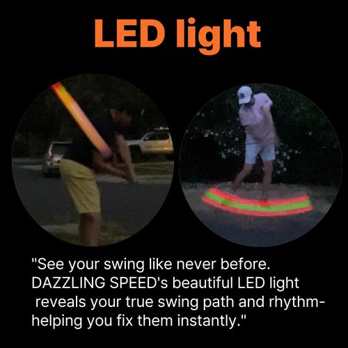 Dazzling Speed Distance Golf Swing Trainer & Warm-Up Aid – Aero Resistance Lag Stick with LED Light for Power, Rhythm & Tempo Training
