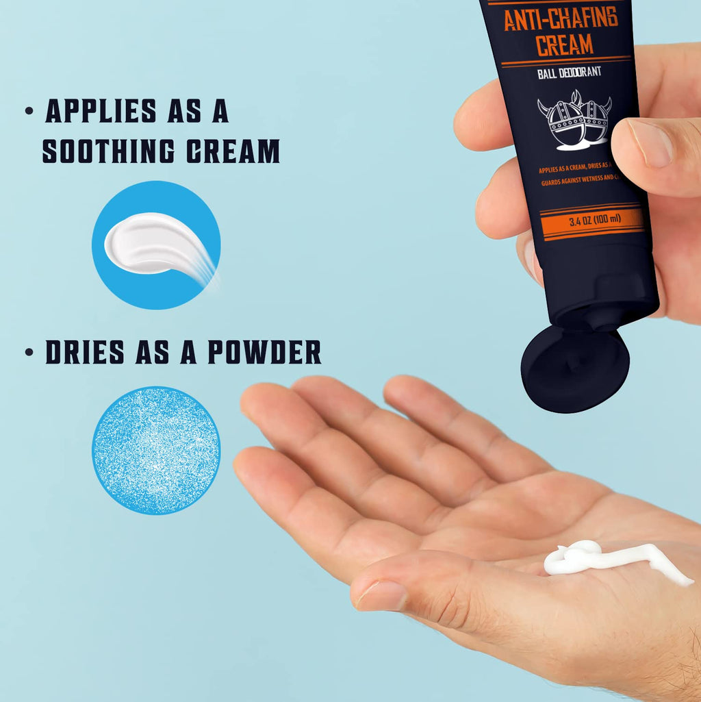 Viking Revolution Balls Deodorant With Aloe Vera and Purslane - Groin and Crotch Anti-Chafing Cream for Men - Quick Drying, Talc-Free Ball Cream 3.4oz