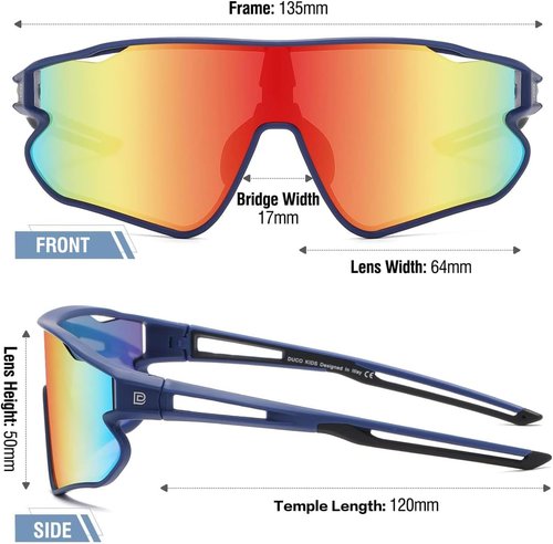 DUCO Kids Sunglasses Youth Baseball Sun Glasses Lightweight TR90 Frame UV400 Sports Cycling Shades for Boys Girls DK268