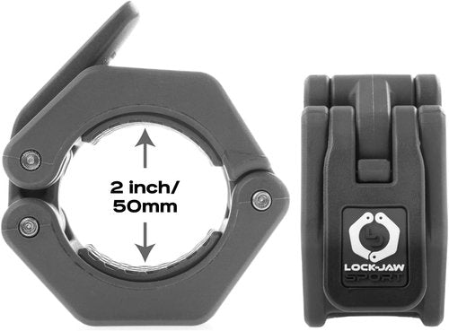 Lock-Jaw Sport Barbell Collars - Heavy-Duty Olympic Bar Clamps for 2" Bars | Secure Weight Clips - Black (2 Pcs)