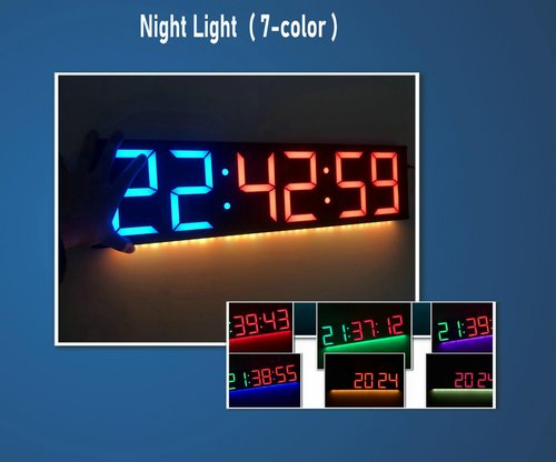 Boyiit 17.3'' Extra Large Home Gym Timer Clock, Programable Workout Interval Timer, Digital Wall Clock, with 7-Color Night Light, 8 Alarm Clocks, Calendar/Temperature, Countdown & Stopwatch (Red)