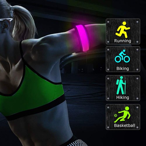 LOBKIN 6 Pack Safety Bracelets, LED Slap Armband Kids Walking at Night Safe LED Light Wrist Light Reflective Belt, Magic Band Running Lights for Runners
