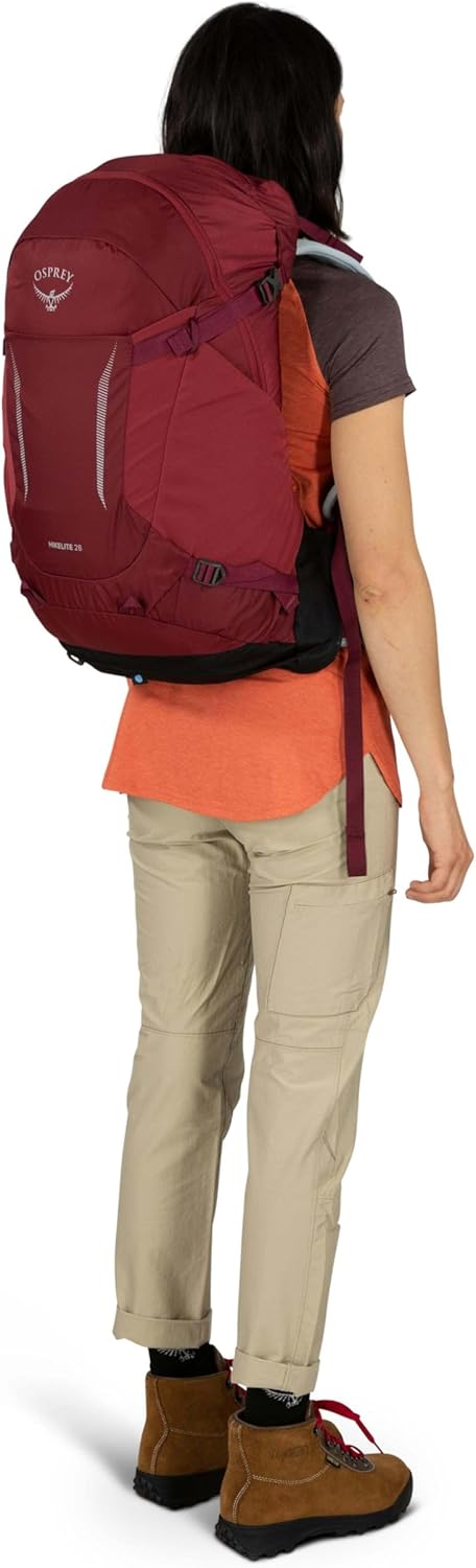 Osprey Hikelite 28L Lightweight Hiking Backpack - Durable Travel Daypack with Rain Cover | Pine Leaf Green, M/L