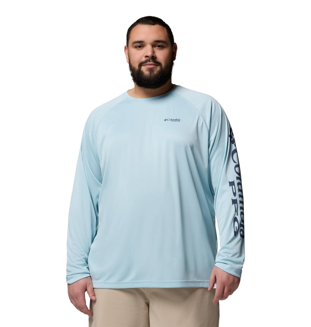 Columbia Men's PFG Terminal Tackle Long Sleeve Fishing Shirt, Marine Light/Nocturnal Logo, 5X