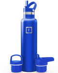 IRON °FLASK Camping & Hiking Hydration Flask with Straw, BPA-Free Insulated Stainless Steel Sports Water Bottle - 24 oz Cobalt