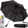 GORILLA GRIP Compact Windproof Umbrella - One-Click Automatic Open/Close, Lightweight & Waterproof, Black