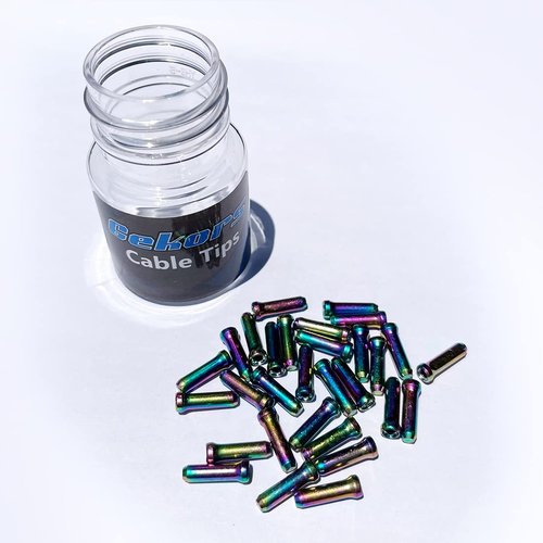 Gekors Bicycle Cable End Crimps 30 Pack,Rainbow