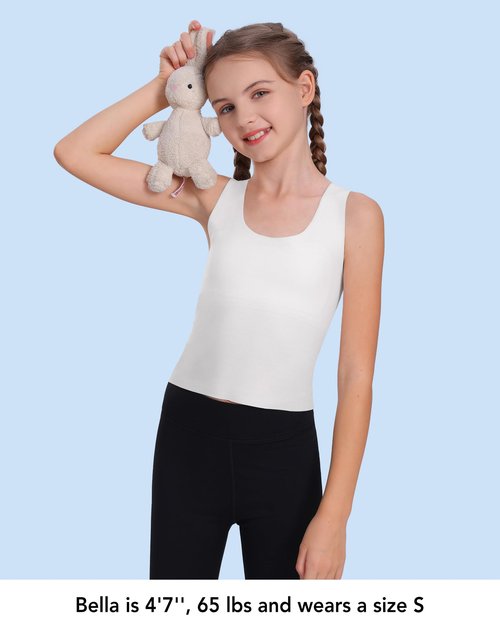 SALIA GIRL Top Bras for Kids 7-8 Seamless Bras Tank Sports Bra 8-10 No Pads, Double Layer on Chest