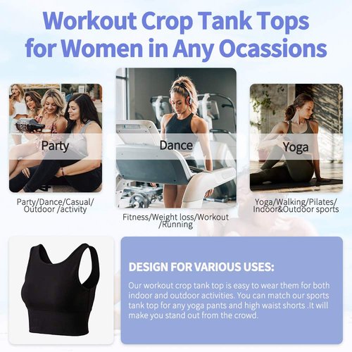 Workout Crop Tank Tops for Women Solid Comfort Sleeveless Shirts for Casual Sports Fitness Yoga Reversible Ribbed Tops Black XL