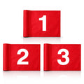 Set of 3 Double Sided 8x6 Inches Numbered Golf Polyester Flag - Mini Practice Putting Green Flags for Yard in 420D Nylon - Small Banner Numbered with Tube Inserted - Numb Flag for Indoor or Outdoor
