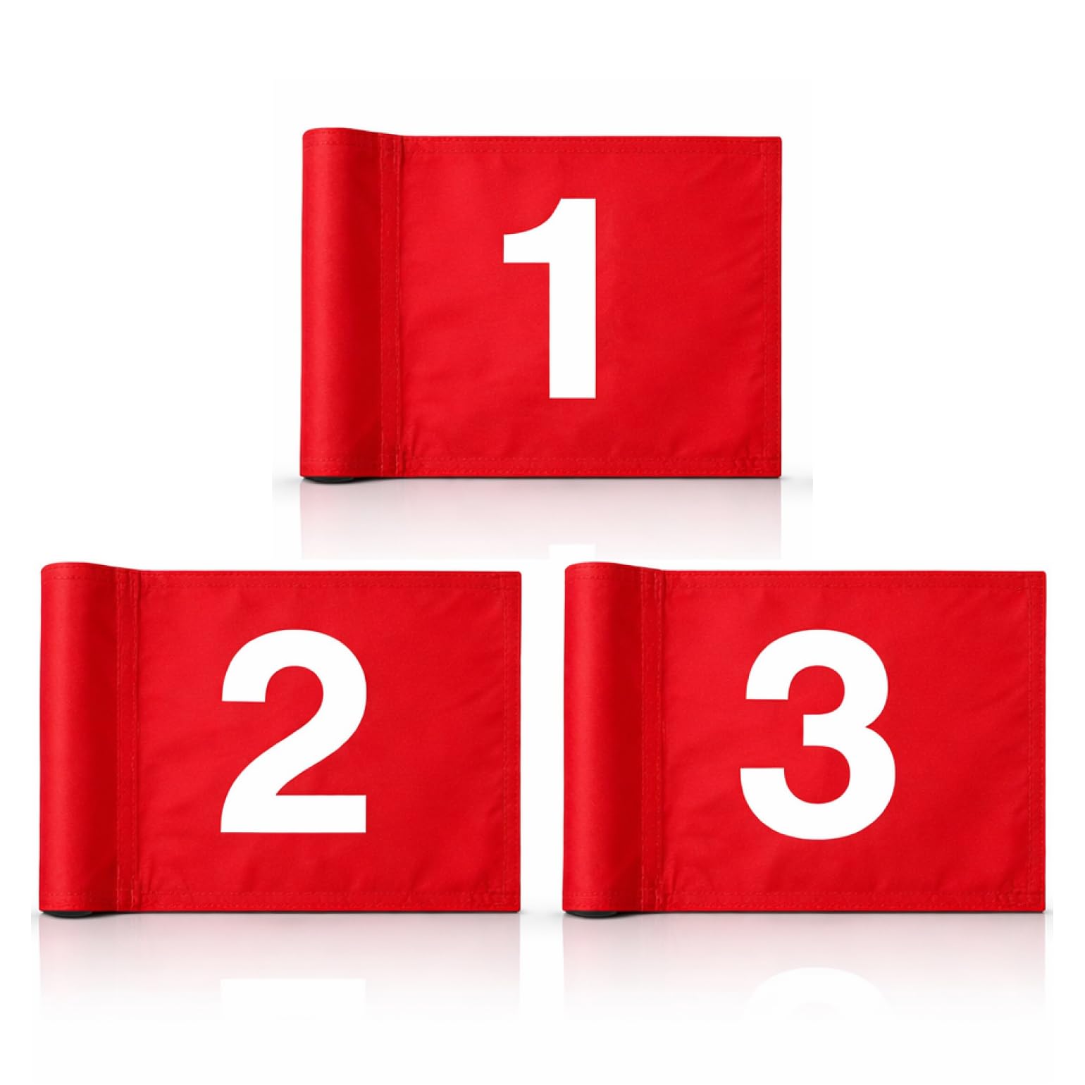 Set of 3 Double Sided 8x6 Inches Numbered Golf Polyester Flag - Mini Practice Putting Green Flags for Yard in 420D Nylon - Small Banner Numbered with Tube Inserted - Numb Flag for Indoor or Outdoor
