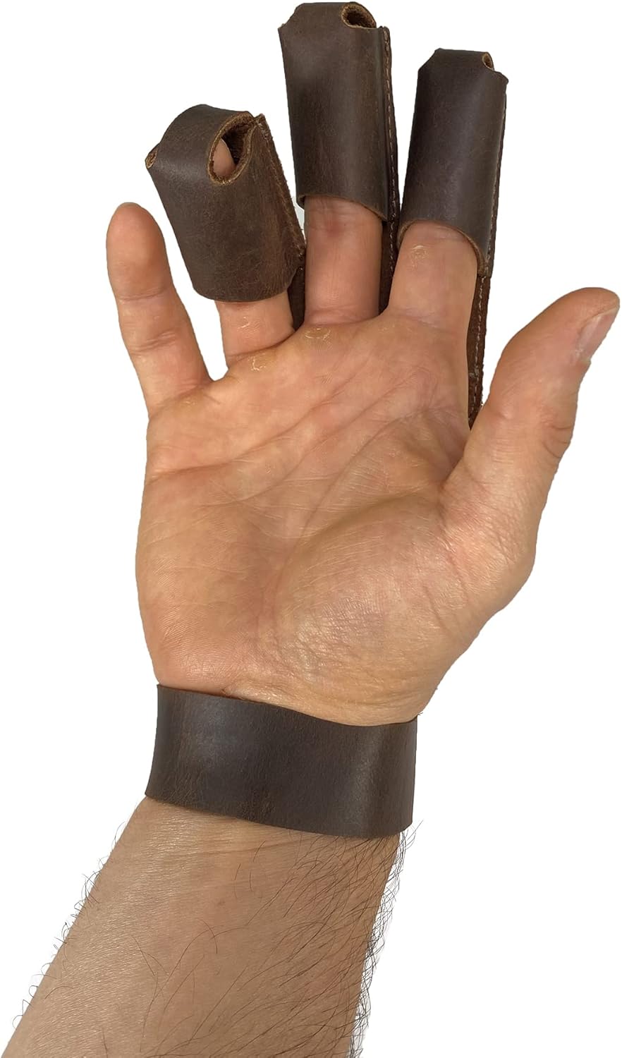 Three-Finger Archery Glove, Bow and Arrow Shooting, Target Practice, Accessory for Archers, Protection for Wrist & Fingers, Full Grain Leather, Handmade, Bourbon Brown