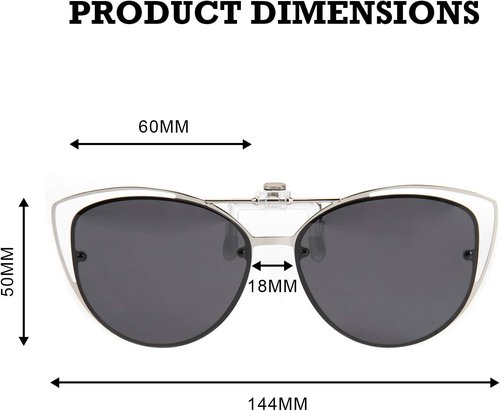 FEISEDY Polarized Cat Eye Clip-On Sunglasses - Rimless Flip-Up Design for Prescription Glasses | Stylish & Versatile