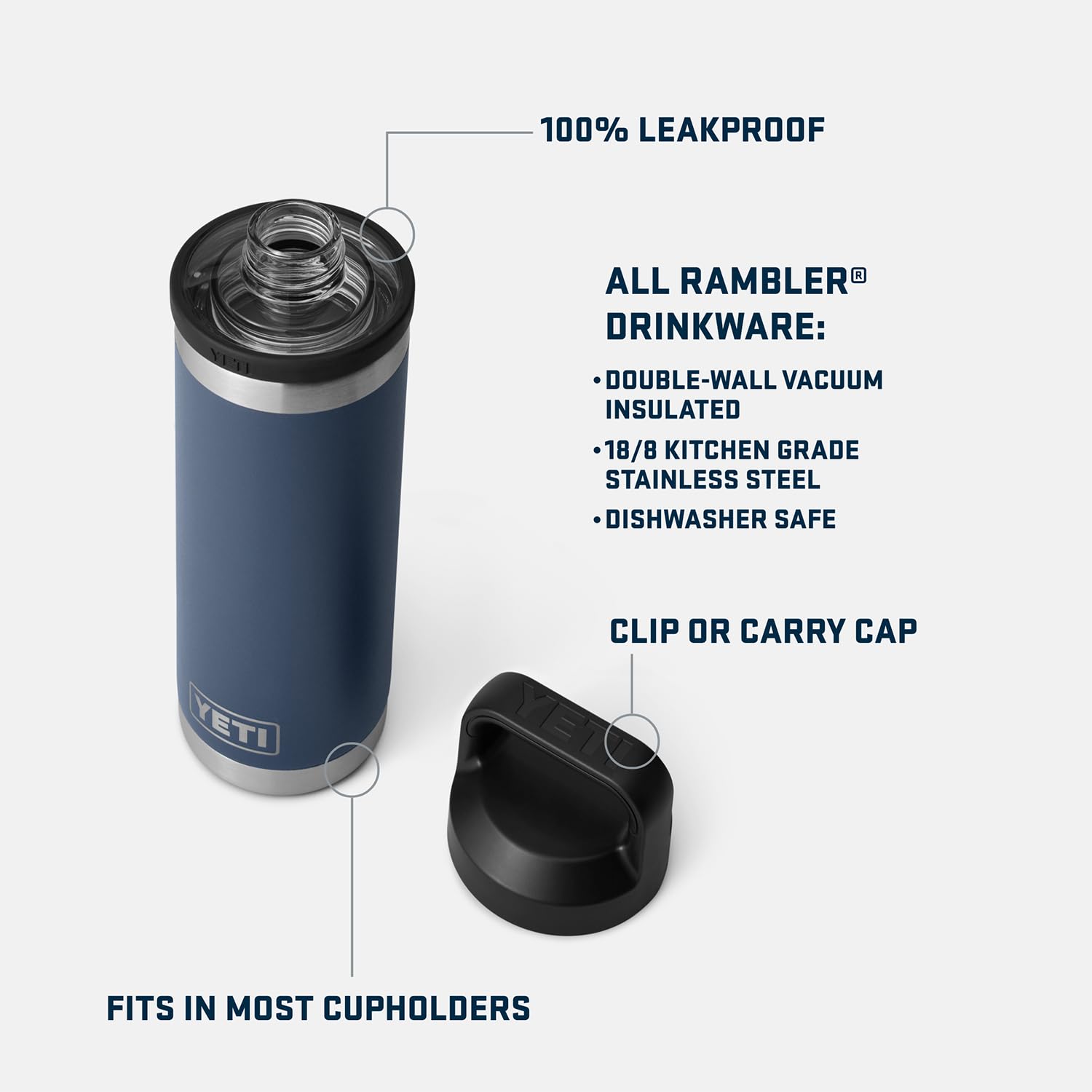 YETI Rambler 18 oz Bottle, Leakproof, Vacuum Insulated, Stainless Steel with Chug Cap, Firefly Yellow