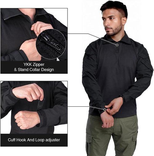 IDOGEAR SPORTS G3 Tactical Combat Shirt - Men's Long Sleeve with Elbow Pads | 1/4 Zipper Collar