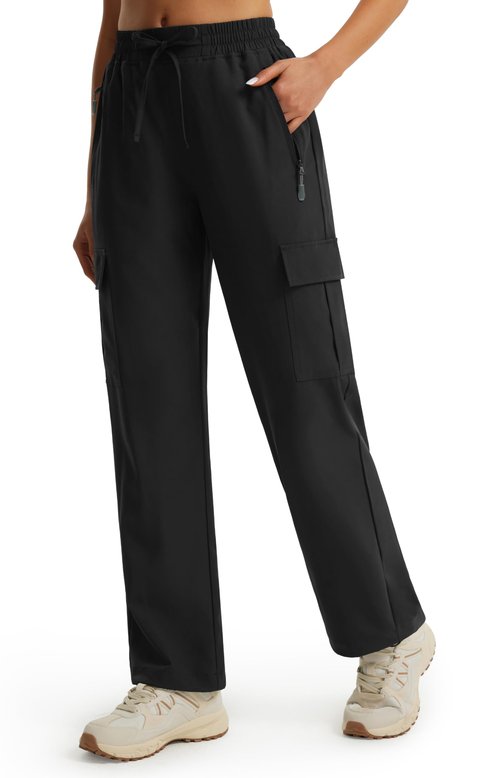 Libin Women's Hiking Cargo Pants 29" Lightweight Quick Dry Casual Work Tactical Safari Pants Water Resistant Outdoor Travel Camping Climbing Hunting Trendy Clothes, Black XL