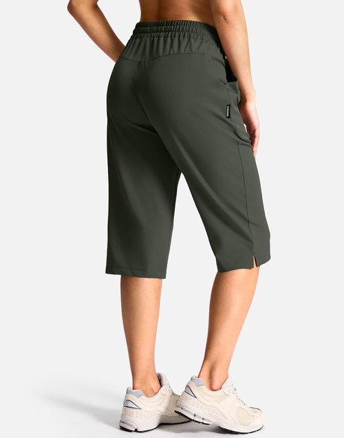 G Gradual Women's Lightweight Hiking Shorts - 15" Below The Knee Capris with Zipper Pocket