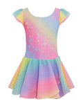 Rainbow Star Variation: Arshiner Girls Ruffle Sleeve Ballet Leotard Dress Tutu Skirt