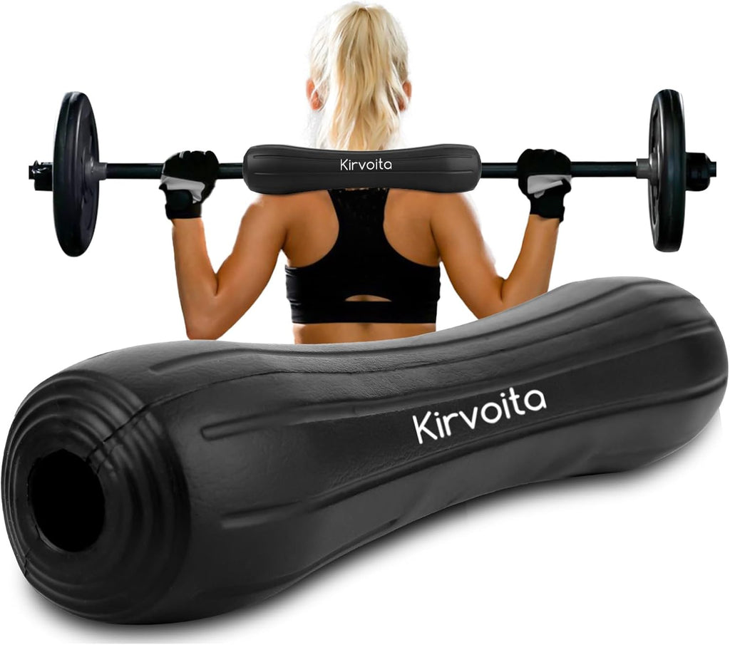 Rubber Barbell Pad - Easy to Install Squat & Hip Thrust Pad for Heavy Weights | 15.5" x 3.5" x 3.5", Black