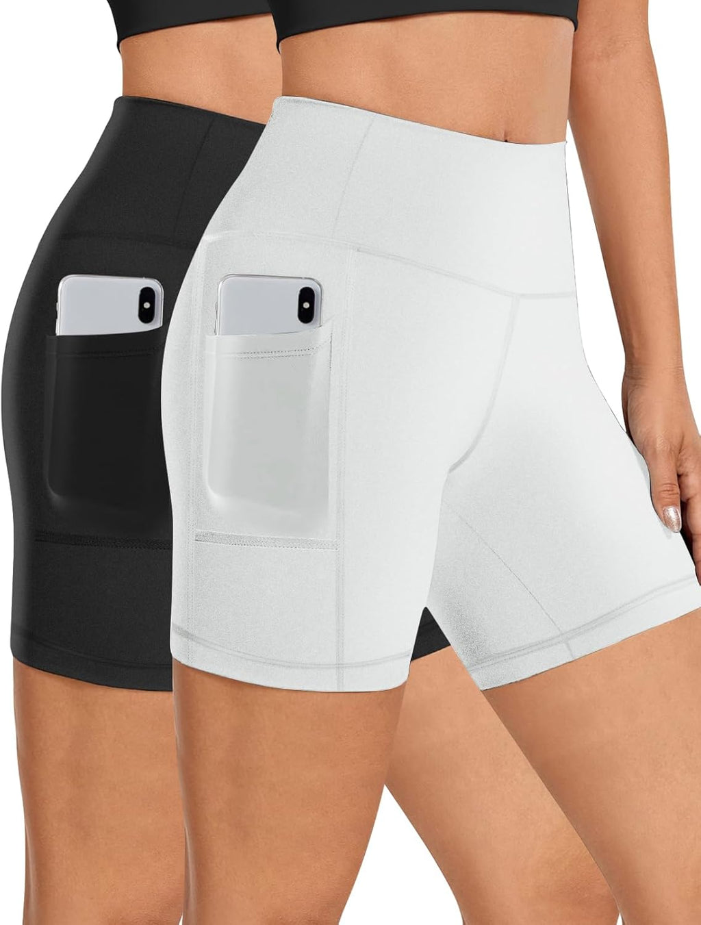 Skiennix Women's High-Waisted Biker Shorts - Tummy Control, Stretchy Spandex, Pockets | Ideal for Yoga & Gym