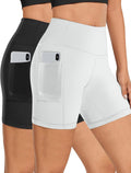 Skiennix Women's High-Waisted Biker Shorts - Tummy Control, Stretchy Spandex, Pockets | Ideal for Yoga & Gym