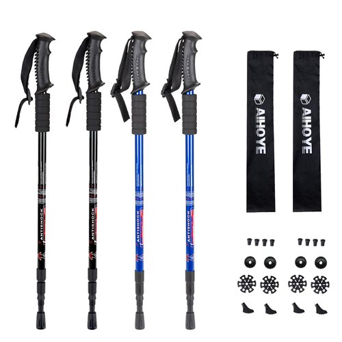 Aihoye Hiking Trekking Poles, 4 Pack Collapsible,Lightweight, Anti Shock, Walking Sticks,Adjustable Hiking Pole for Men and Women