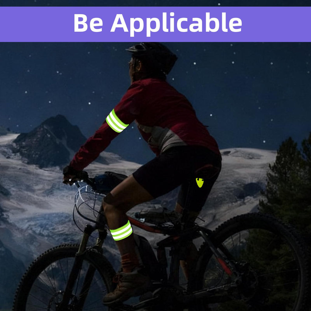 JVNZAM 4 Pairs High Visibility Reflective Bands Wristbands for Cycling Running, with 4 Fluorescent Green reflectors，Arm Wrist Ankle Bands, Leg Straps Safety During Nighttime (Black+Green)