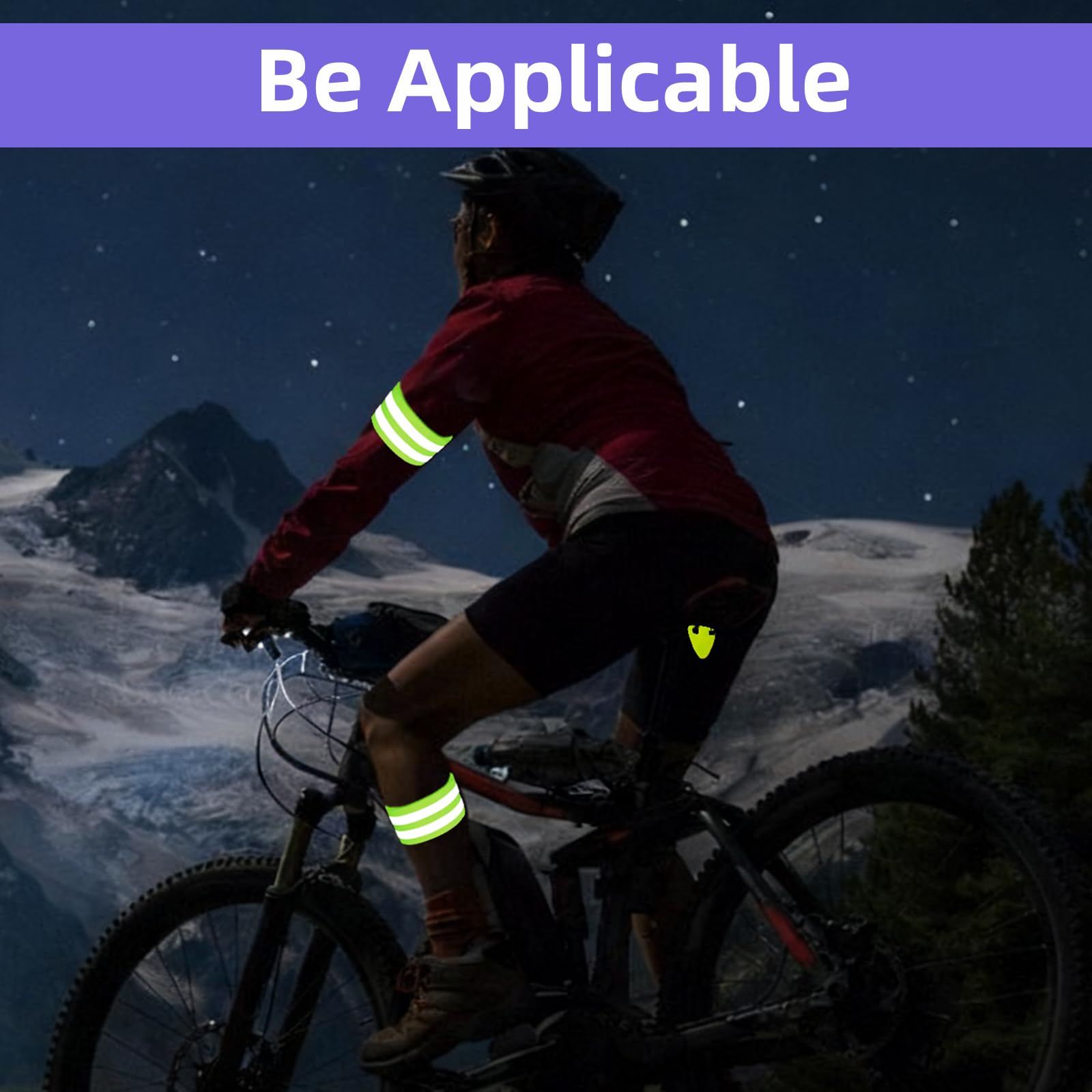 JVNZAM 4 Pairs High Visibility Reflective Bands Wristbands for Cycling Running, with 4 Fluorescent Green reflectors，Arm Wrist Ankle Bands, Leg Straps Safety During Nighttime (Black+Green)