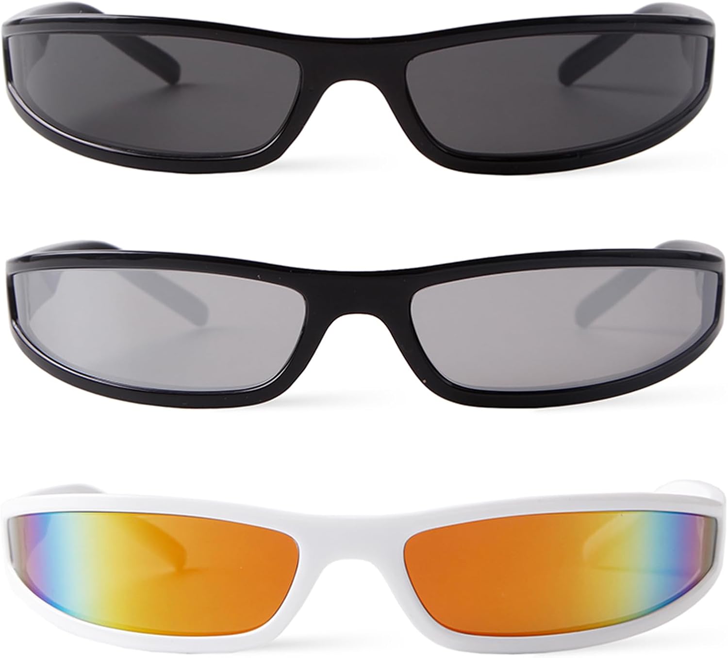 Skiennix Y2K Wrap Around Sunglasses - Futuristic Small Frame Rectangle Shades for Men & Women