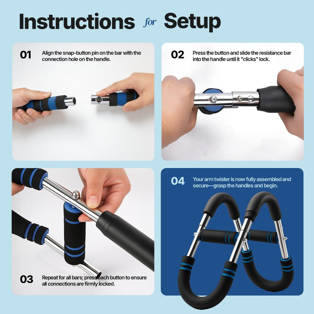XORAWAR Twister Arm Trainer for Men | 2 Pairs of Springs 30–120 lbs | Fitness Equipment | Gym Equipment for Home | Chest and Arm Trainer | Arm Exercise Equipment | Calisthenics Equipment