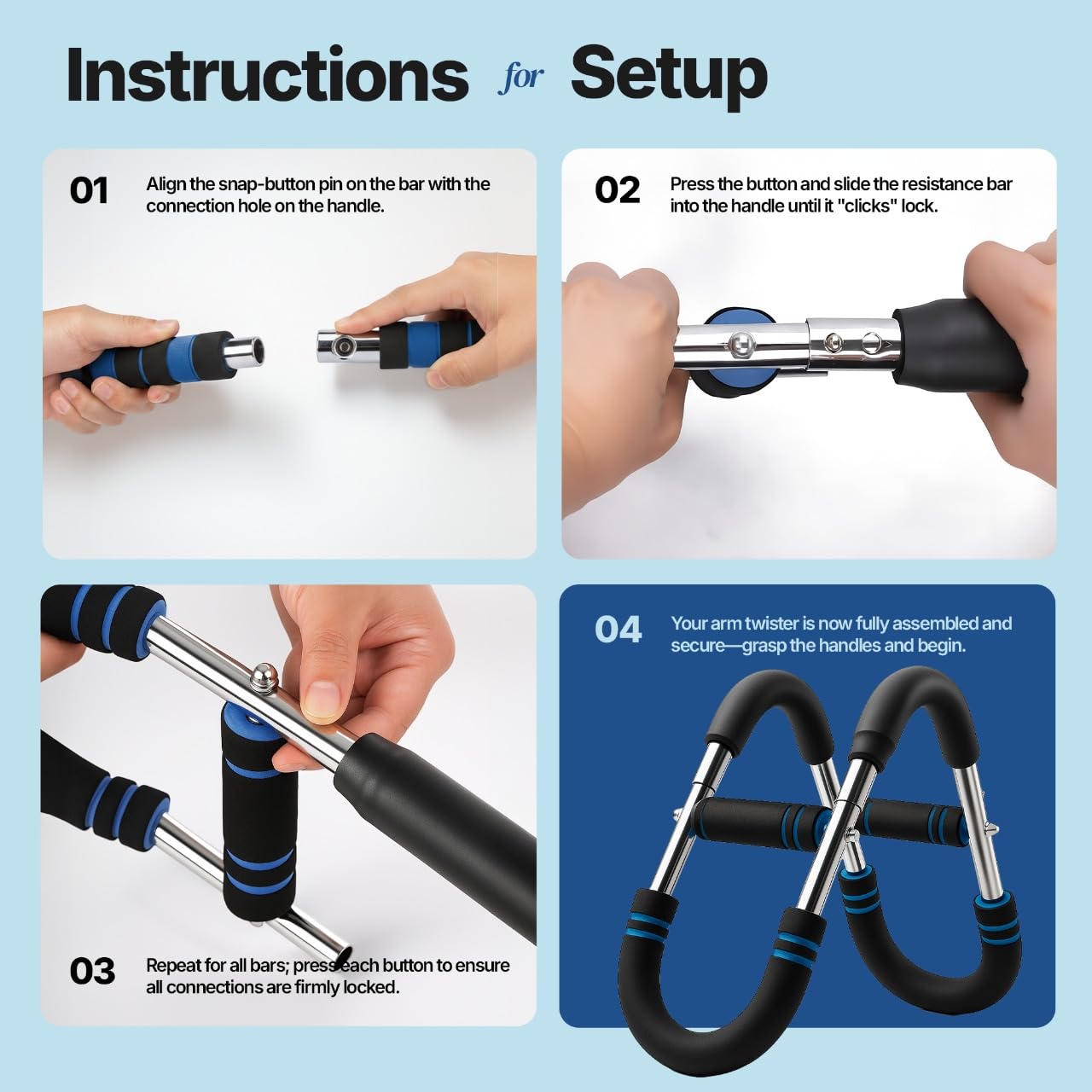 XORAWAR Twister Arm Trainer for Men | 2 Pairs of Springs 30–120 lbs | Fitness Equipment | Gym Equipment for Home | Chest and Arm Trainer | Arm Exercise Equipment | Calisthenics Equipment