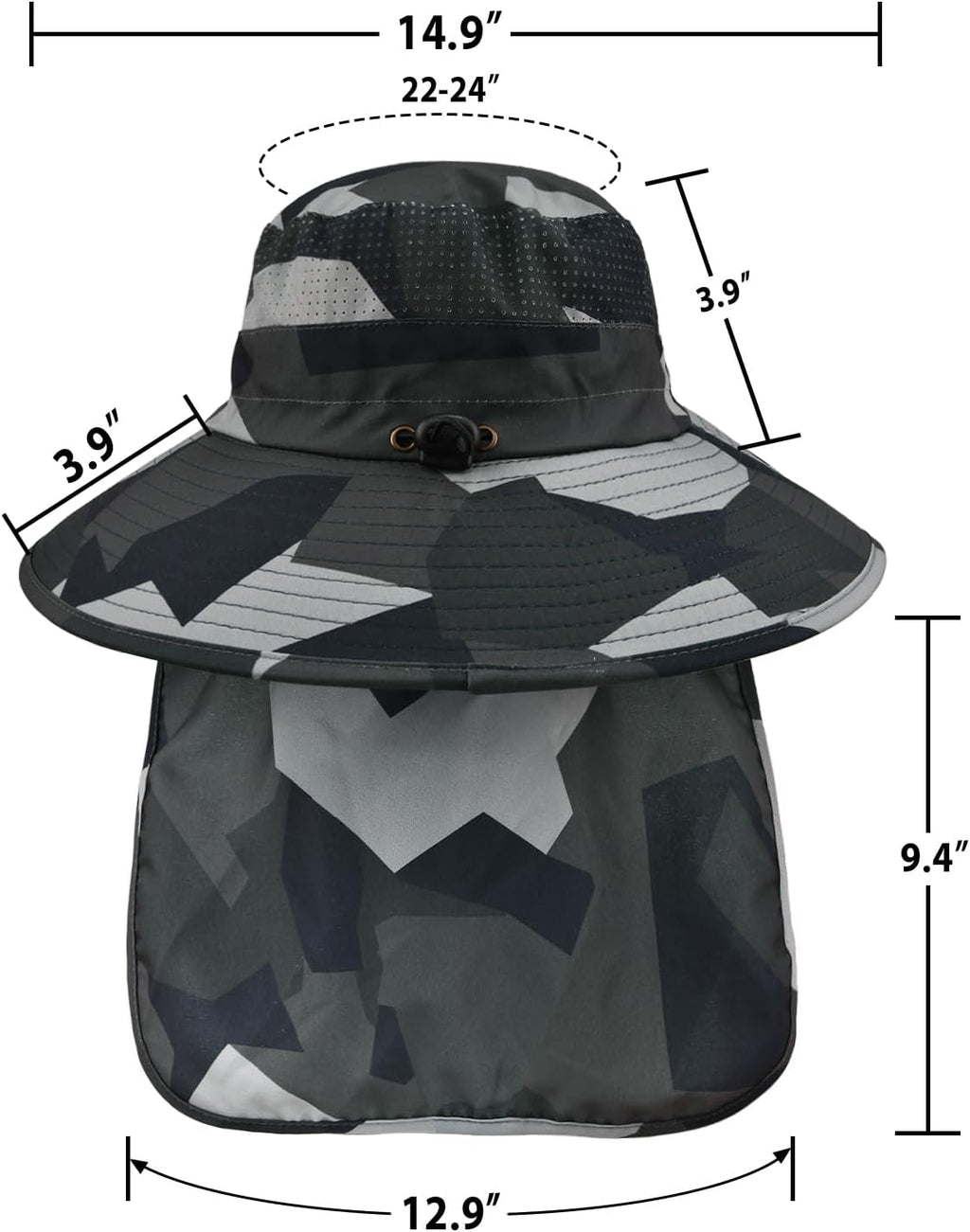 Sun Hats for Men Women Fishing Hat UPF 50+ Breathable Wide Brim Bucket Hats Summer UV Protection Safari Hat with Neck Flap